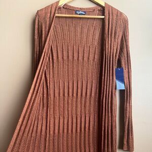 NWT Burnt Orange/Rust Lightweight Knit Long Boho Cardigan